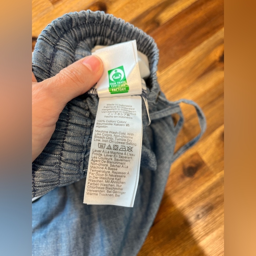 J. Crew Factory Chambray wide-leg drawstring pant Flowy loose cotton size 2 - Picture 12 of 13